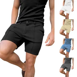 Running Shorts Solid Color Sports Casual Business Men'S Elastic Slim Fitting Workout Men Comfy Clothes Summer Wear For