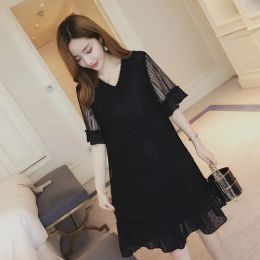 Dresses Fashion Short Flare Sleeve Lace Nursing Dress Pregnancy Lactation Clothes Postpartum Maternity Breastfeeding Dress Mini Dresses