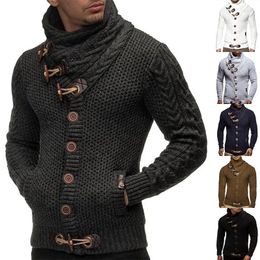 Men's Sweaters Casual 2024 Autumn And Winter Single Breasted Knit Shirt European American Long Sleeved Oversized High Neck Sweater
