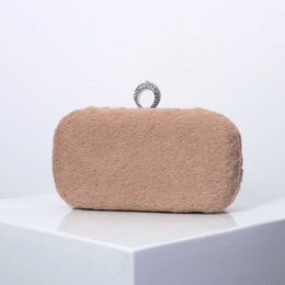 Hot selling winter rabbit hair dinner bag, high-end dress, handheld bag, red bride bag, Chaozhou