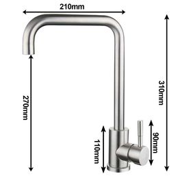 Bathroom Sink Faucets 304 Stainless Steel Kitchen Faucet Hot Cold Water Mixer Single Handle Pull Out Sink Faucet Deck Mounted Water Tap