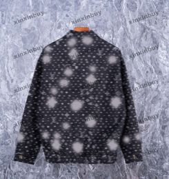 xinxinbuy 2024 Men designer Jacket Starry Sky Print Denim jacket long sleeve women Black blue M-2XL