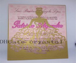 Shimmer Laser Cut Quinceanera Invitations Gold Laser Cut Dress Quinceanera Invitation Elegant Quince Sweet Sixteen Shimmer gold8563544