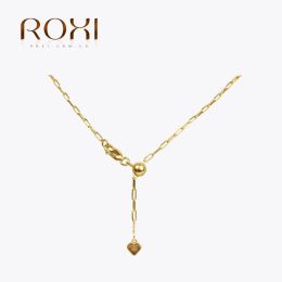 Necklaces ROXI 925 Sterling Silver Creative Adjustable Paperclip Chain Necklace For Women Love Heart Luxury Temperament Clavicle Chain