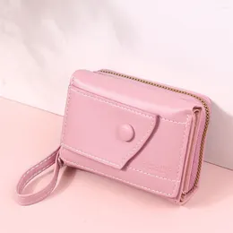 Wallets 2024 Fashion Short Women's Folding Wallet PU Leather Small Pocket Coin Zipper