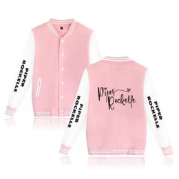 Piper Rockelle Merch Baseball Uniform Fleece Jacket Women Men Streetwear Hip Hop Long Sleeve Pink Hoodie Sweatshirts Streetwear