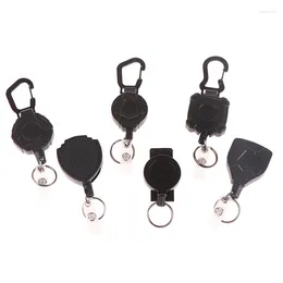 Keychains 6 Styles Wire Rope Sporty Retractable Key Chain Easy-To-Pull Buckle Anti-Lost High Rebound Anti-theft Metal