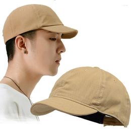 Ball Caps 2024 Simple Short Brim Cap Men Solid Color Cotton Baseball Male Outdoor Korean Version Causal Snapback Gorras Mens Hat