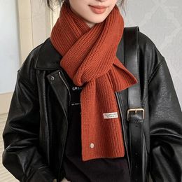 Scarves 2024 Plain Autumn And Winter Warm Wool Scarf Knitted Sweet All-match Shell Shawl For Men Women Couple College Style