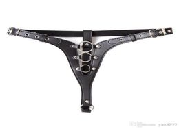 Leather Female Chastity Belt Devices Fetish Underwear Short Erotic Panty Pants Bondage Restraints With Lock Black Z998240C1794025