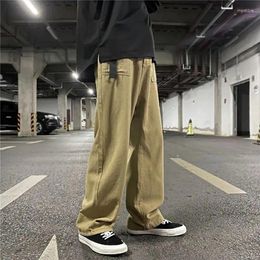 Men's Pants Casual Pockets Cargo Vintage Hip-Hop Fashion Loose Straight Wide Leg Men Streetwear Trousers Male