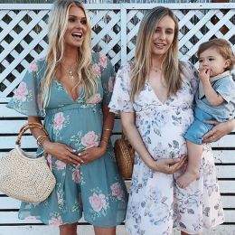 Dresses Summer Pregnancy Clothes Dress Floral Print Maternity Clothing Fashion Maternity Dresses Casual Clothes For Pregnant Women 2021