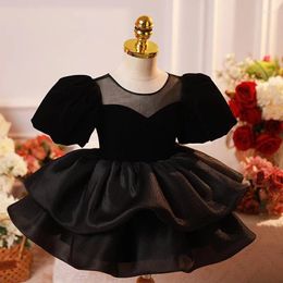 Girl Dresses 2024 Black Baby Spanish Royal Dress Children Birthday Baptism Gown For Kids Elegant Girls Boutique Party Vestidos Clothing