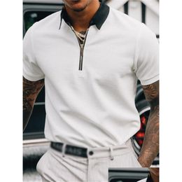 Men'S T-Shirts Mens T Shirts Slim Summer Short Sleeve Knitted Solid Turn-Down Collar Plover Tops Casual Clothes Drop Delivery Appare Dh5Ws