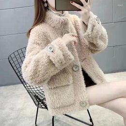 Women's Down Faux Fur Coat Short Quilted Coats Winter Warm Parka Femme Long Sleeve Jackets For Women 2024 Korean Lolita Kawaii Cute Jacket