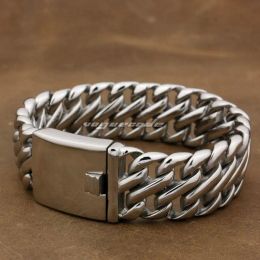 Bracelets LINSION Huge Heavy 316L Stainless Steel 14 Lengths Mens Biker Rocker Punk Bracelet 5L002 Free Shipping