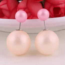 Stud Earrings 1 Pair Women Pearl Earring UV Glossy Double-Sided For Couples Valentine's Day Gifts