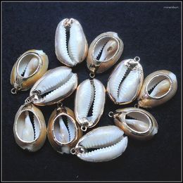Pendant Necklaces 10PCS Natural Shell With Golden Metal Plated 30X20MM Cutting Mother Of Pearl Accessories DIY Jewelry Beads