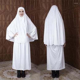 Ethnic Clothing Traditional Women Dress Muslim Islamic Two Pieces Instant Hijab Skirts Sets Ramadan Prayer Abaya Kaftan Loose Overhead Robe