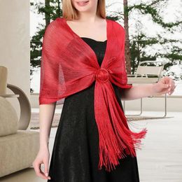 Scarves Ladies Shawl See-through Tassel Thin Sparkling With Buckle Bride Bridesmaid Wedding Evening Dress Shoulder Wrap