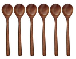 Wooden Spoons 6 Pieces Wood Soup Spoons for Eating Mixing Stirring Cooking Long Handle Spoon with Japanese Style Kitchen Utens9254575