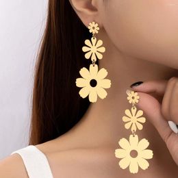 Dangle Earrings Jewelry: Korean Retro Hong Kong Style Fashionable Simple Light Luxury Instagram Floral