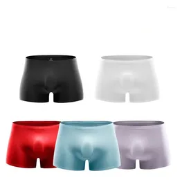 Underpants Men's Sexy Integral Molding U Convex Seamless Low-waist Boxers Shorts Men Underwears Man Silky Breathable Thin Trunks