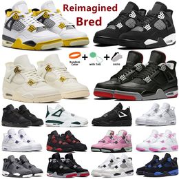 Jumpman 4 4s Баскетбольные кроссовки Bred Reimagined 4 Metallic Gold Sail Красный Белый Thunder Oreo Bred Military Chrome Black Cat Vivid Sulphur Medium Olive Violet Ore Мужчины Женщины