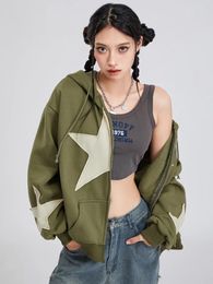 Women's Hoodies Women S Cute Teen Girl Fall Jacket Oversized Star Pattern Sweatshirts Casual Drawstring Zip Up Y2K Hoodie