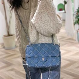 25cm Luxury Handbags 10a Bags Women Bag Dark Designer Shoulder Blue Purses Vintage Denim Handbag Silver Chain Hardware Should Straps Summer Wallet