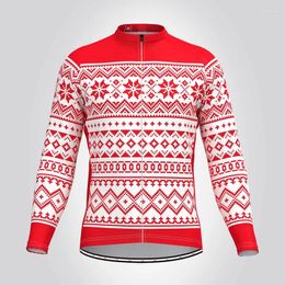 Racing Jackets 2024 Spring And Autumn Men's Classic Ugly Christmas Sweater Long Sleeve Cycling Jersey