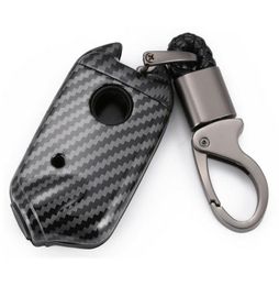 Black Plastic Carbon Fibre for Kia Stinger K900 4 Buttons Key Fob Cover Case47760427239229