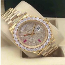 Factory s 3 Style 18K Yellow Gold Mens 43 mm Big Diamond Watch Customised With Genuine Diamonds Roman Dial Automatic Mechanica2554