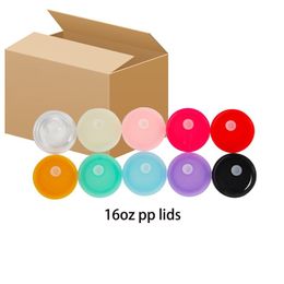 Wholesale BPA free Colourful replacement plastic sealing pp Acrylic lid for 16oz glass can material Spill Proof Splash Resistant cover for straight cup 920