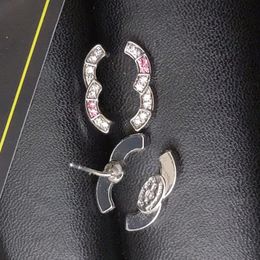 Pearl Crystal EarDrop 925 Silver Brand Designer Studs Letter Earrings Design Classic Geometric Women Inlay Diamond Rhinestone Earring Wedding Party Jewerlry