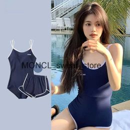 Women's Swimwear 2023 New Japanese Style Two Piece Swimsuit Set Sexy Covering Belly Slim Conservative Hot Spring Small Breast BeachwearH2422088