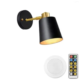 Wall Lamp 1Pcs Timer Battery Remote LED Dimming 100 Lumens Adjusted Angle Black Metal Lighting Modern Style For Kitchen