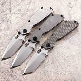 High End Strider SNG Folding Knife D2 Stone Wash Tanto Point Blade CNC TC4 Titanium Alloy Handle Ball Bearing Washer EDC Pocket Knives