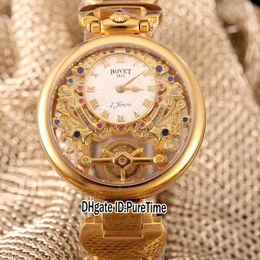 New Bovet Amadeo Fleurier Grand Complications Virtuoso Skeleton Tourbillon Swiss Quartz 18K Yellow Gold White Dial Mens Watch Watc315Q