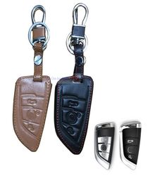 Brown Holder Leather Remote Fob Bag Car Key Cover Case Shell For X3 X4 X5 X69563897