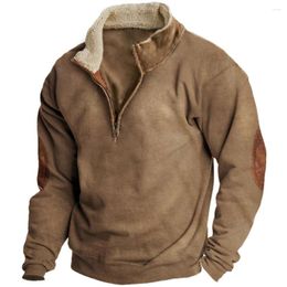 Men's Hoodies Casual Solid Long Sleeve Pullovers Turn-down Collar Zipper Patchwork T-Shirt Sweaters Men Autumn Winter Sweatshirts