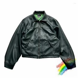 Men's Jackets Dark Green ERD Batik Leather Zipper Jacket Men Women 1:1 High Quality Coat