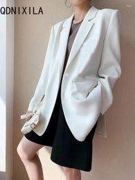 Women's Suits Blazers For Women Spring White Office Ladies Outfits Casual Oversized Jackets Elegant Korean Style Long Sleeve Top Blazer Coat