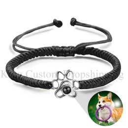 Bracelets Custom New Dog Paw Projection Bracelet NonOxidation Pendant Personalized Photos for Friends to Remember Gifts.