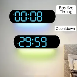 Wall Clocks LED Digital Clock Temperature Date Week Display Electronic Alarm Living Room Bedroom Hanging Atmosphere Lamp