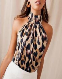 Women Blouses Sexy Leopard Print Ladies Shirts And Tops Halter Blouse Sexy Sleeveless Tops Womens Clothing Summer Female Blouses W6676545