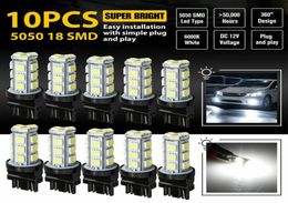 Car Headlights 10 PCS 3157 3156 18SMD Reverse BrakeStopTurn Tail Back Up LED Light Bulb White3732026