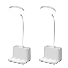 Table Lamps Desk Lamp Led Reading With Storage Box Mobile Phone Holder Three Color Temperature Adjustable