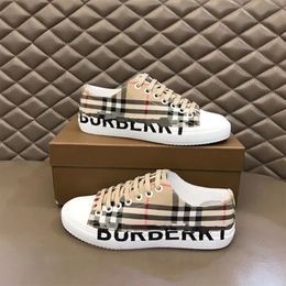 New Style Vintage Print Check Sneakers Designer Casual Shoe Men Two-tone Cotton Gabardine Flats Shoe Printed Lettering Plaid Calfskin Canvas Trainers