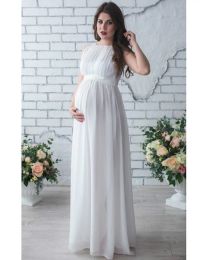 Dresses Chiffon Pregnant Long Dress Women Casual Long Sleeve Evening Party Long Maxi Maternal pregnancy dresses DS19